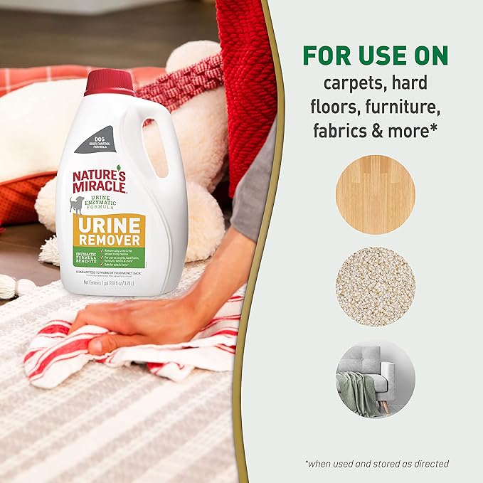 Nature's Miracle Dog Urine Remover, 128 Oz, Enzymatic Formula, Multicolor, 128.00 Fl Oz (Pack of 1)