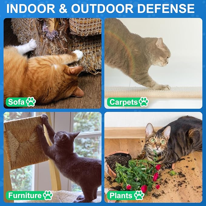 Cat Deterrent Spray, Natural Cat Repellent Spray for Indoor & Outdoor, Anti-Scratch Deterrent for Furniture, Sofas, Rugs, Curtains, Plants, Alcohol-Free, for Kittens and Cats 8.12 Oz