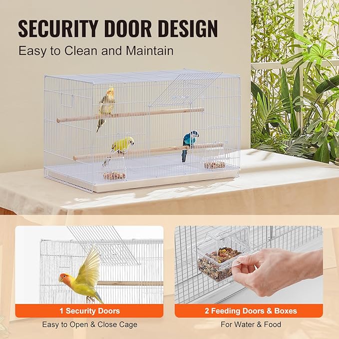 Happybuy 30-inch Stackable Flight Bird Cage for Small Parrots Like Canaries, Cockatiels, Lovebirds, Finches, Budgies, Conures and Macaws. Portable Pet Birdcage with Handle and Perches