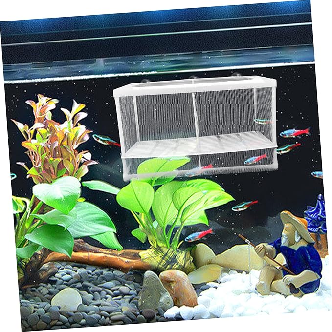 BESPORTBLE 2pcs Aquarium Fish Breeding Box with Isolation Net and Suction Cups Durable Hatchery for Shrimp and Fish Incubator to Protect Fry and Enhance Survival Rate