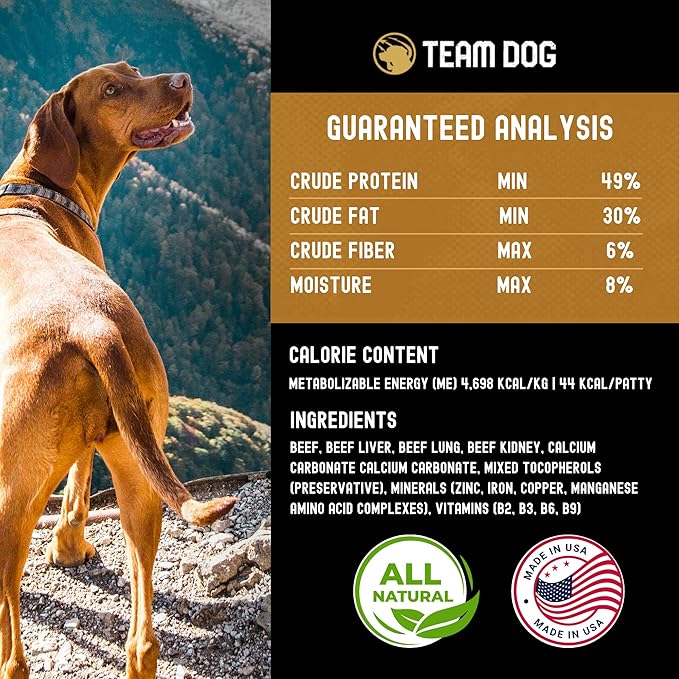 Team Dog Freeze-Dried Raw Beef Dog Treats | Dog Training Treats & Food Toppers for Picky Dogs | Made from Gluten Free, Grain Free 100% USA-Sourced Beef Lung, Liver & Heart | 14 oz Bulk Size Pack