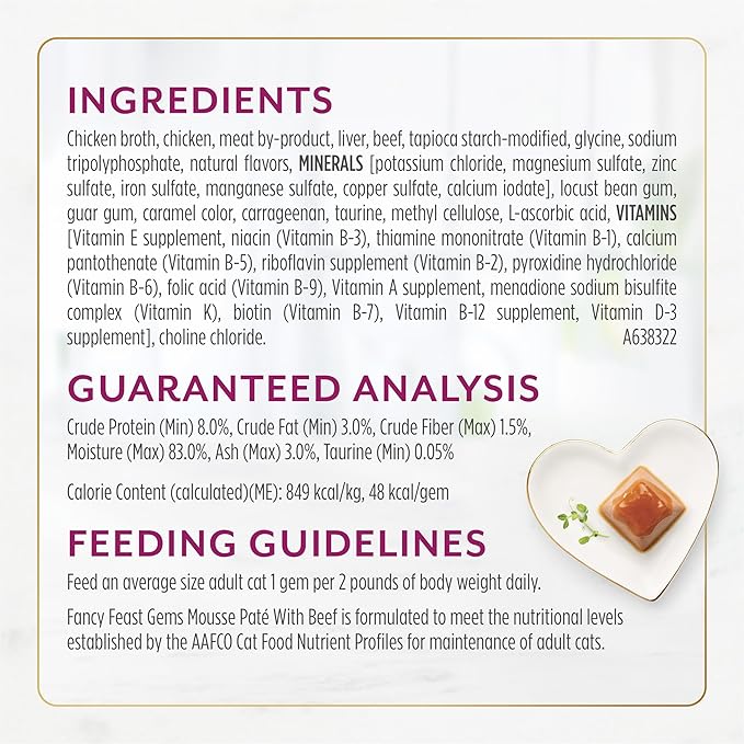 Fancy Feast Gems Pate Cat Food Mousse with Beef and a Halo of Savory Gravy Cat Food - 4 oz. Boxes,(Pack of 16)