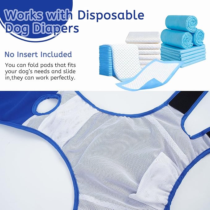 Dog Diapers Female Reusable Washable Period Diaper with Suspender,Adjustable Dog Panties Anti-Harassment, Doggie Diapers for Incontinence, Heat Cycles, or Senior Dogs（XS-XL