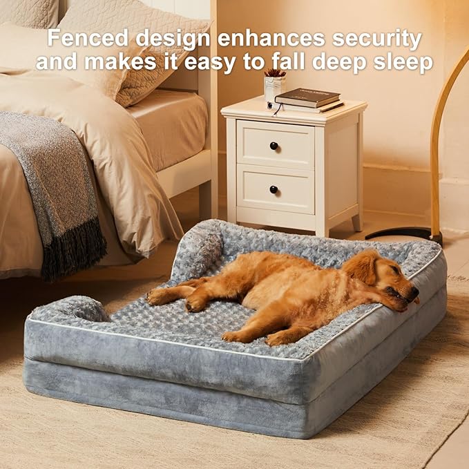 WNPETHOME Dog Beds for Large Sized Dogs, Washable Orthopedic Dog Couch Sofa Bed with Waterproof Lining & Non-Skid Bottom for Pet Sleeping