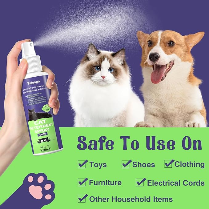 Cat Deterrent Spray, Cat Repellent Spray, 5.07 Fl Oz No Chew Spray for Dogs & Cats