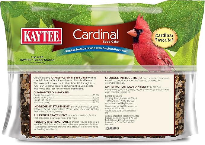 Kaytee Cardinal Seed Cake, Wild Bird Food, 1.85 Pounds, 4 Count