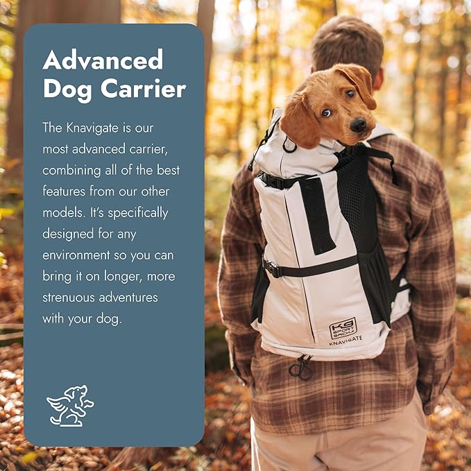 K9 Sport Sack Knavigate - X-Large, Lunar Rock - Ideal for Dogs with 23-25” Back Length - Adjustable, Backpack-Style Carrier with Internal Frame & Padded Hip Belt