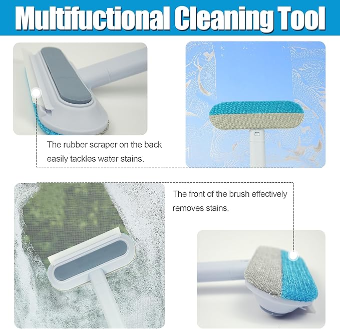 Pet Hair Removal Tool 2 Pieces, Dog and Cat Hair Remover for Couch Carpet Furniture, 4 in 1 Multifunctional Pet Hair Removal Broom, Cleaning Brush for Window Tile, Reusable Washable
