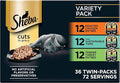 Sheba Perfect Portions Wet Cat Food Cuts in Gravy, Roasted Chicken Entree, with Sustainable Tuna, Tender Turkey Entree, 2.6 oz. Twin-Pack Trays (36 Count, 72 Servings)