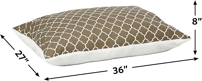 MidWest Homes for Pets Quiet Time Teflon Brown Pillow Dog Bed 36x27, 27 x 36, Medium Dog Breed, Brown Geometric Pattern