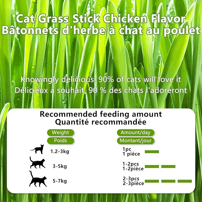 20Pcs Cat Grass Stick Snacks (100g), Freeze Dried Snacks, Catnip, for Cat Dental Care and Hairball Removal, Pampering Gastrointestinal System