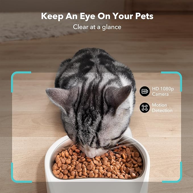 PETLIBRO Automatic Cat Feeder with Camera, 1080P HD Video with Night Vision, 5G WiFi Pet Feeder + 2-Way Audio, Low Food & Blockage Sensor, Motion & Sound Alerts for Cat & Dog Single Tray (Pack of 4)