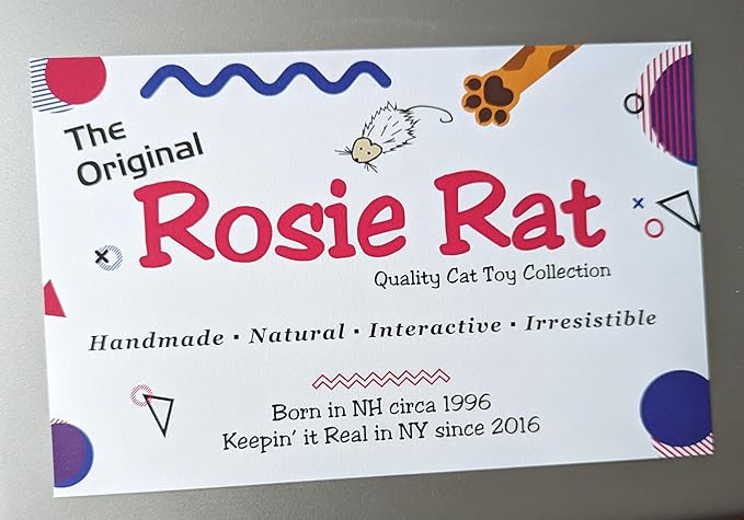The Original, Trademarked, Flat Rat Cat Toy Made of Real Rabbit Fur and Suede Leather (White)