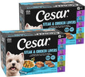 Cesar Wet Dog Food Steak and Chicken Lovers Variety Pack with Real Beef or Real Chicken, 3.5 oz. Easy Peel Trays, 36 Count (Pack of 1)