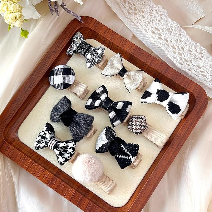 Dog Hair Clips and Rubber Bands Small Dog Bows Cute Pet Grooming Accessories Alligator Clips Stay In Hair Barrettes Ball Hairpin Topknot Pet Headdress Yorkie Puppy Maltese Girls Dogs (Black White)