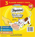 Temptations Lickable Spoons, Soft Lickable Cat Treats, Adult Wet Cat Treats, Variety Pack, 48 Spoons
