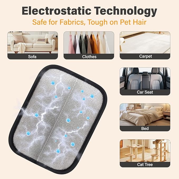 Pet Hair Removal Glove for Cats & Dogs – Upgraded Four-Finger Electrostatic Fur Remover, Reusable Magic Brush Pet Hair Remover for Laundry, Sofa, Carpet & Car Seat