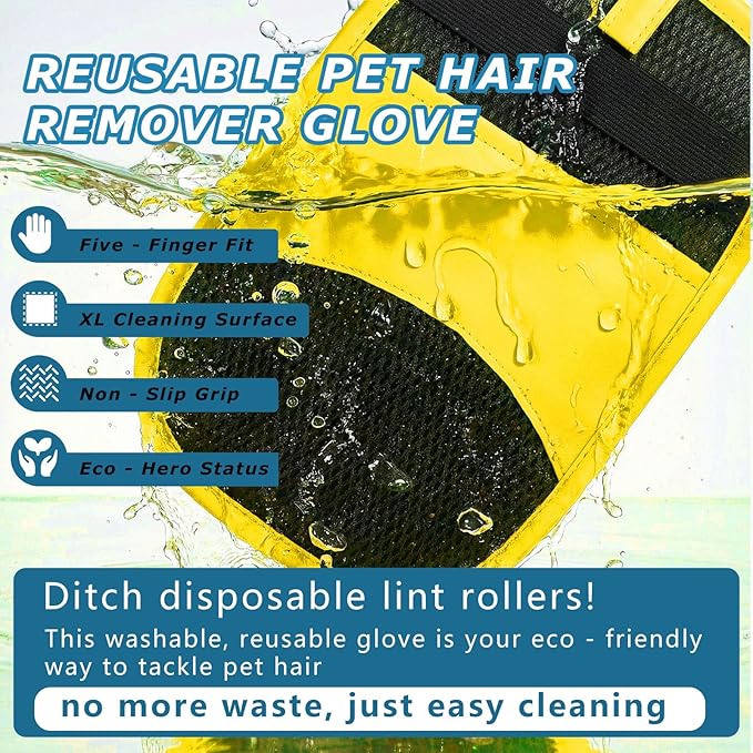 2Pcs Magic Brush Pet Hair Remover, Five-Finger Electrostatic Cat & Dog Hair Removal Gloves for Furniture, Couch, Carpet, Bedding, Reusable Cleaning and Grooming Mitts