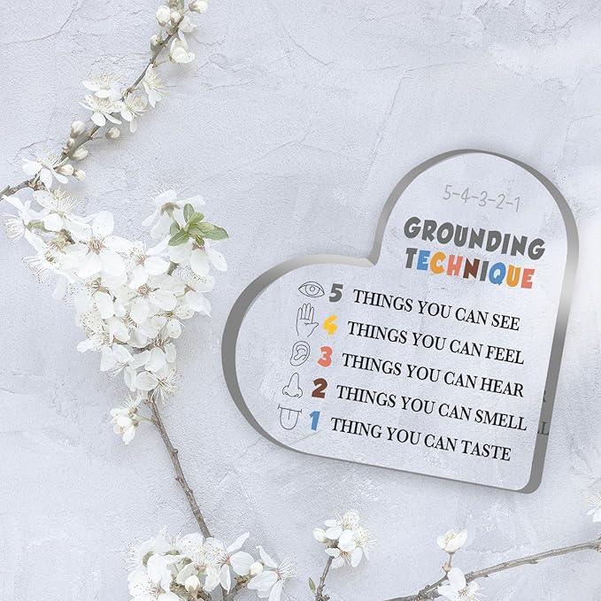 Grounding Technique Sign, Mental Health Gifts for Women, Therapist Office Desk Decor, Psychology Decorations for Corner Classroom Counseling Office, Psychology Gifts for Counselor