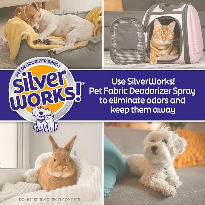 Pet Odor Eliminator Spray For Home - Safe, Natural, Silver Ion Deodorizer - Cat, Dog Smell And Urine Odor Eliminator For Carpet, Furniture And Litter -16.9oz
