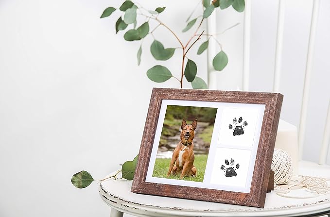 KCRasan Paw Print Kit - Memorial Picture Frame with Pawprints - Cat or Dog Paw Print Keepsake Frame, Sympathy Gift