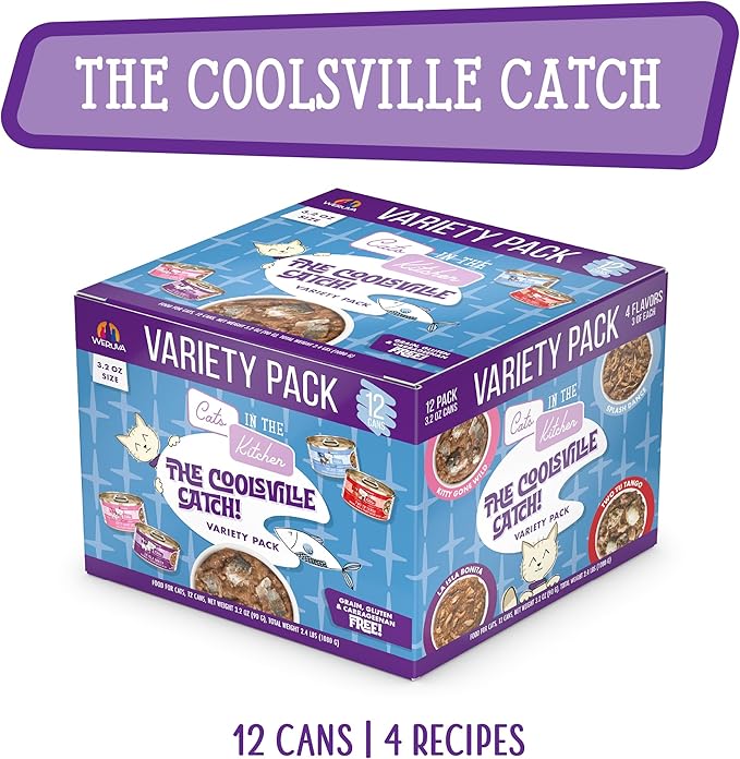 Weruva Cats in The Kitchen, The Coolsville Catch! Variety Pack, 3.2oz Can (Pack of 12)