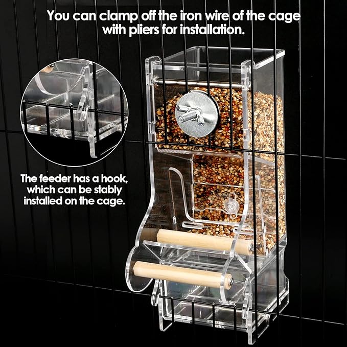 Hosukko 2PCS No Mess Bird Feeder, Transparent Acrylic, Reducing Waste, Suitable for Small Birds