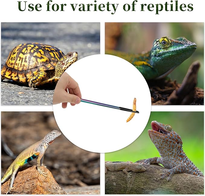 Reptile Feeding Tongs, Stainless Steel Lizard Feeding Tongs, Aquarium Straight Feeding Tweezers for Reptiles W/Rubber Tip, Terrarium Feeding Tongs for Gecko,10.83", Assorted Color