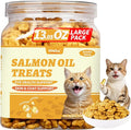 Wellix 13.05oz Salmon Oil for Cat Treats - Omega-3 for Skin and Coats Supports - Taurine, Vitamins Treats for Indoor Cats - Healthy Crunchy Kitten Snacks for Training,Food Toppers