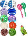 Bird Toys for Parrots & Parakeets - 12 Pack Colorful Bell Balls - Safe Chew, Foot & Activity Toys for Small & Large Birds (1.6'' - 2.8'')