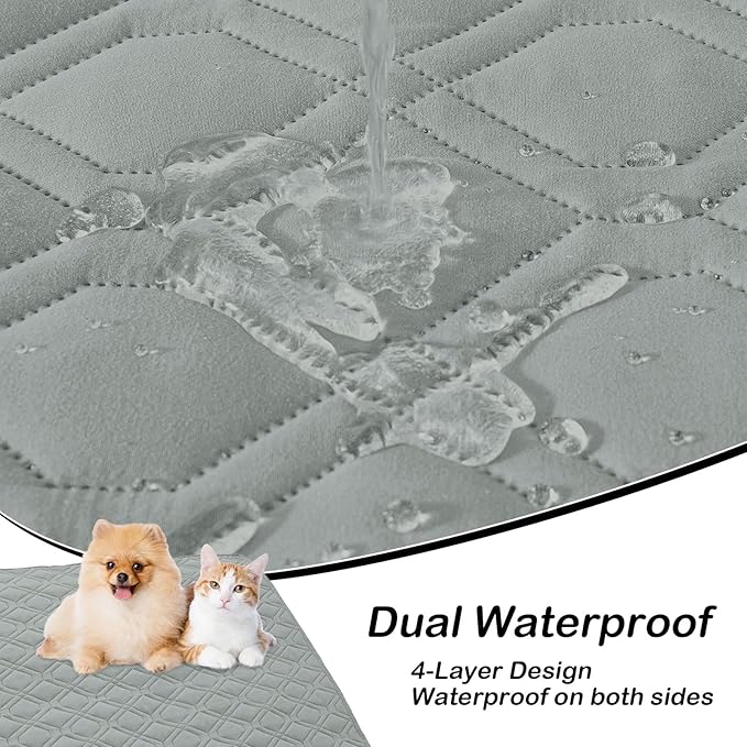 hyha Waterproof Dog Bed Blanket, Soft Pet Blankets, Waterproof Couch Cover for Dogs, Reversible Sofa Covers Washable for Furniture (30x53 Inch, Grey/Light Grey)