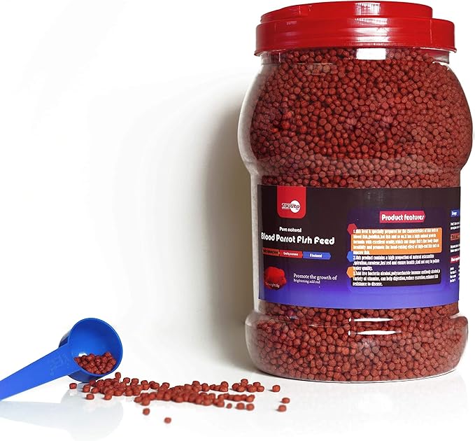High Protein Floating Sticks Fish pellets for Arowana,Oscars,Flower Horns,Red Parrots Arowana pellets,1kg (2.2lb) (Parrot Fish Pellets)