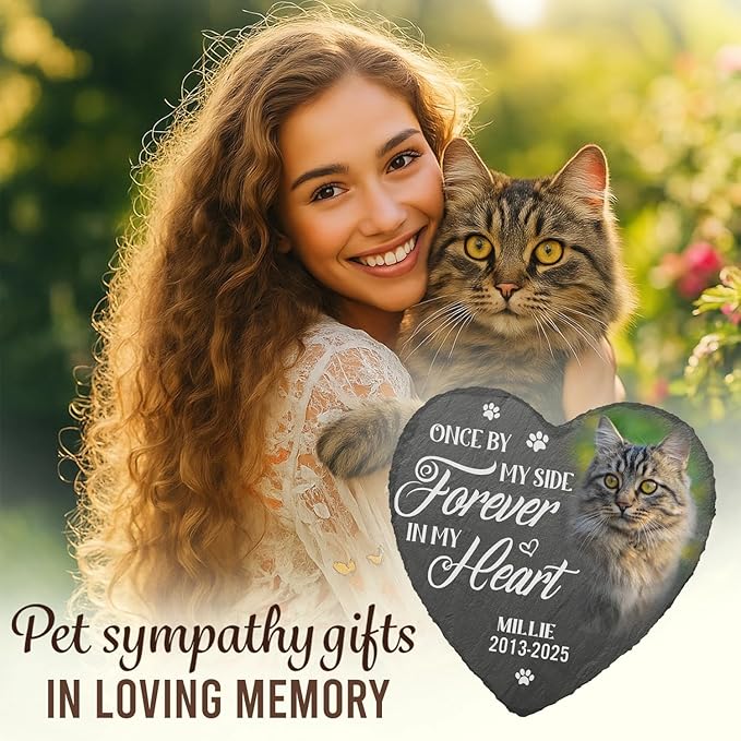 Pawfect House Personalized Cat Sympathy Gifts, Cemetery Decorations for Grave, Memorial Stone Gifts for Loss of Cat, Pet Memorial Stones for Pet Lovers