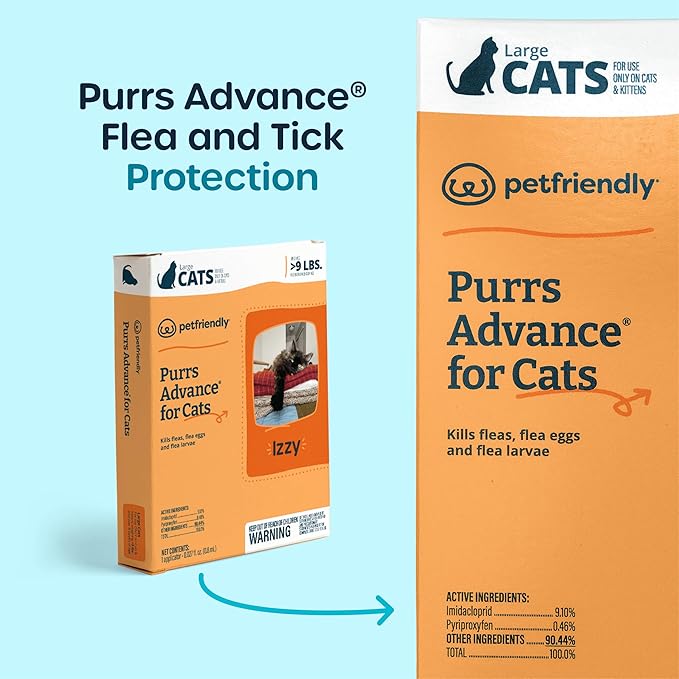 Flea Killer Kit for Cats – Fast-Acting Flea Treatment & Home Spray – Includes Oral Tablets, Purrs Advance Topical, Flea Comb, Degreasing Soap & More (9lbs and Over)