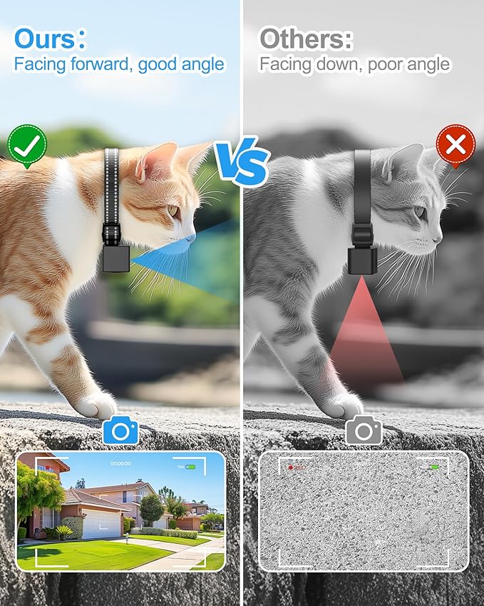 Cat/Dog Camera Collar, 1080P Video Recording Cameras for Pets,M-Size,No App,No Wi-Fi, Medium-Size Dog Collar Camera, Pet POV Cam(No Micro-SD Card Included)