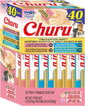 INABA Churu Cat Treats, Lickable, Squeezable Creamy Purée Cat Treat with Green Tea Extract & Taurine, 0.5oz. Each Tube, 40 Tubes, Tuna & Seafood Variety