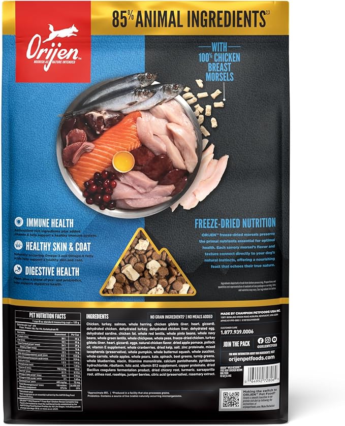 ORIJEN Wild Reserve Dry Dog Food Free-Run Chicken Recipe 12lb Bag