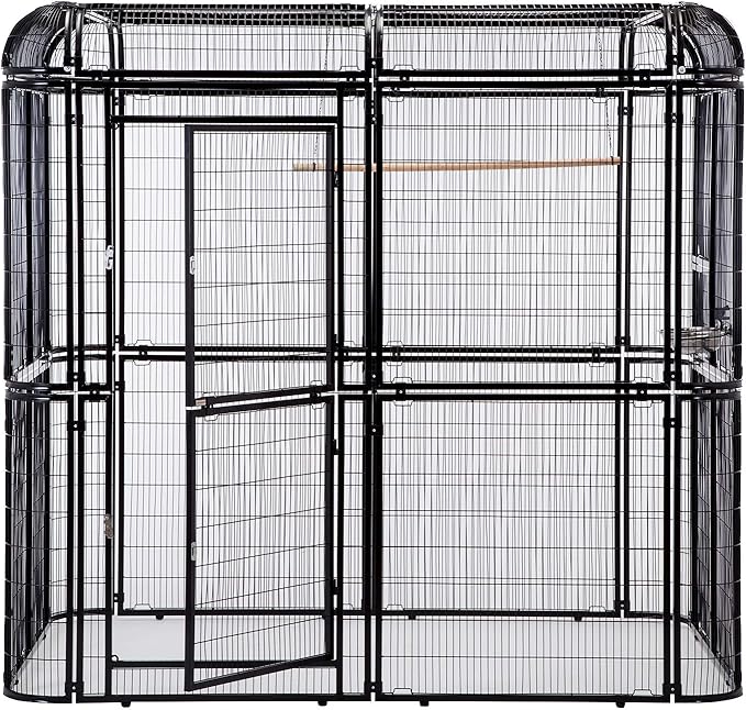 Large Walk-in Cages Heavy Duty Bird Cage Outdoor Aviary Parrot Macaw Conure Lovebird Pet House Finch Parakeet Cockatiel Macare Birdcages Black