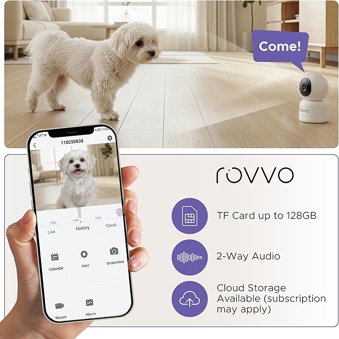 Pet Vision 360 – Smart Indoor Pet Camera with Pan & Tilt View, 1080p HD, Auto Motion Tracking, Two-Way Audio, Night Vision & App Control.