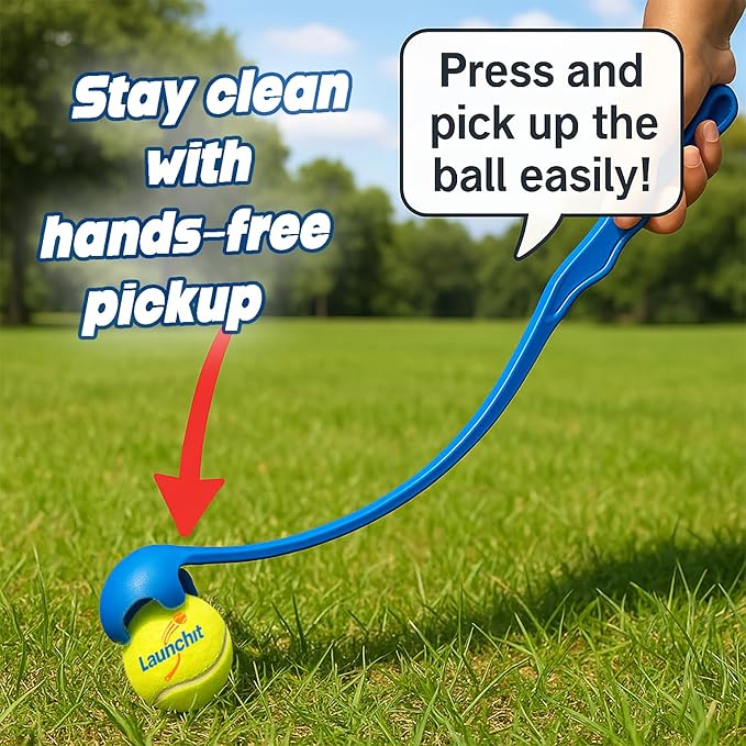Dog Ball Thrower Launcher, Tennis Ball Launcher, for Small Large Dogs Compact Design 13.8" Stick with Medium 2.5" Red