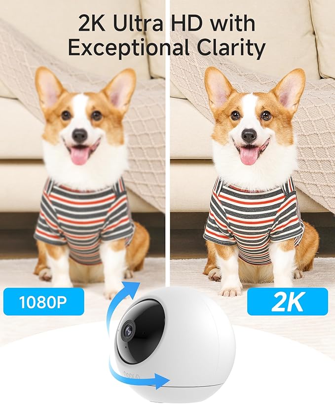 Noorio Security Indoor Camera with 5GHz WiFi, 2K UHD Security Camera, Pet/Dog/Baby Camera with Phone app, Night Vision, Human/Pet Auto Tracking, 360 Pan-Tilt, Works with Homekit, T110