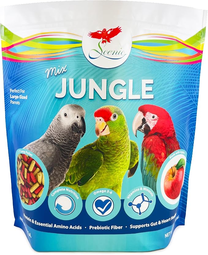Scenic Mix Jungle Large Parrot Food - 3 lb Bag - 1" Bird Pellets - Complete Nutrition for Macaws, Amazons, Cockatoos, African Grey Parrots & More