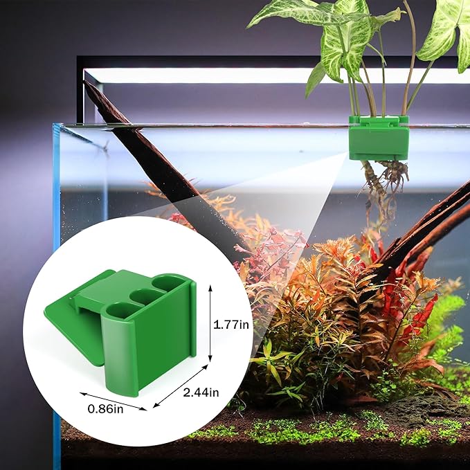 3 Holes Upgraded Aquatic Plant Cup Aquarium Plant Holder for Tank,Aquascape Accessories Decorations- Green 4 Pcs