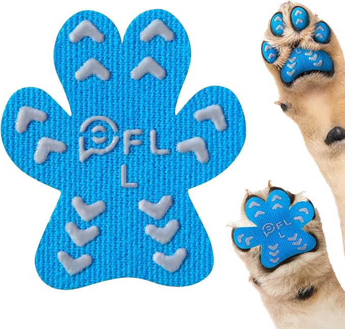 Non-Slip Dog Paw Protector Pads for Senior Dogs, Dog Paw Traction Stickers with Anti-Slip Rubber, Help Walk on Hardwood Floor, Blue 48pcs, L for 21-40lbs