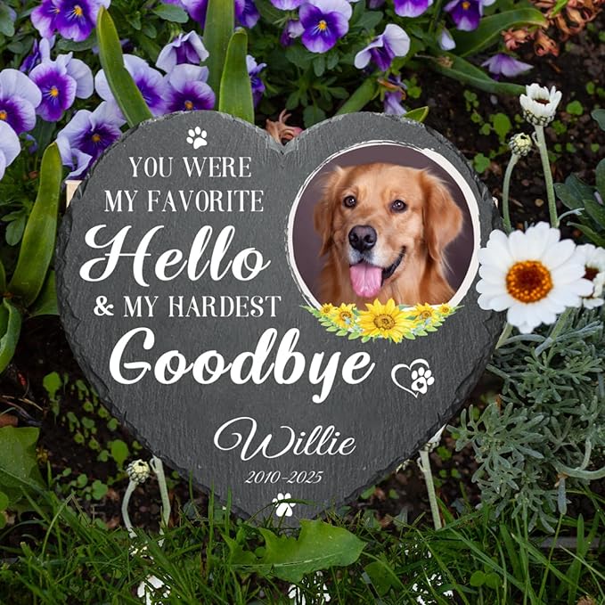 Alienc Personalized Pet Memorial Stone – Custom Dog & Cat Memorial Gifts for Loss, Outdoor Pet Grave Marker, Sympathy Keepsake for Dogs and Cats