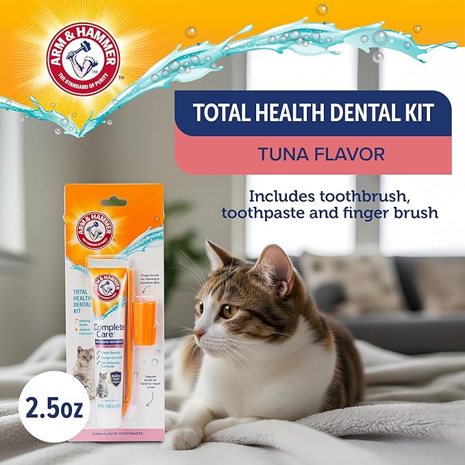 Arm & Hammer Complete Care Dog Dental Kit, Tuna Flavor Enzymatic Dog Toothpaste, Toothbrush, & Finger Brush, Baking Soda + Calcium, Enhanced Formula, 2.5oz