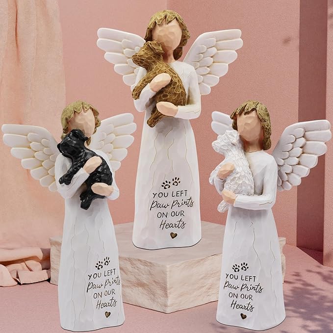 BORLESTA Pet Dog Memorial Gifts for Loss of Dog Mom Gifts for Women, Pet Loss Sympathy Gift, Pet Memorial, Bereavement Gifts Dogs Angel Figurines (Black)