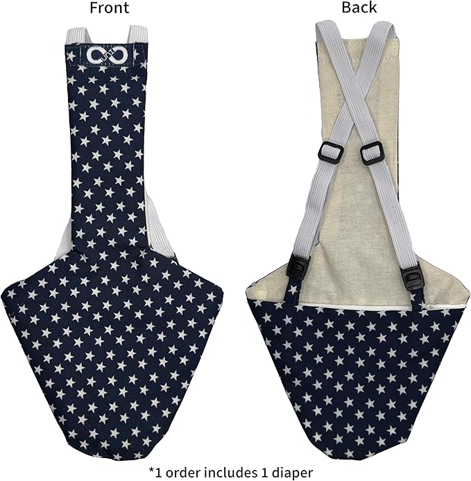 Chicken Diapers Duck Diaper Diaperalls for Hens, Roosters, Ducks, Ducklings - Reusable, Adjustable by Uni Infinity (Stars USA, Duck Medium, 1, Count)