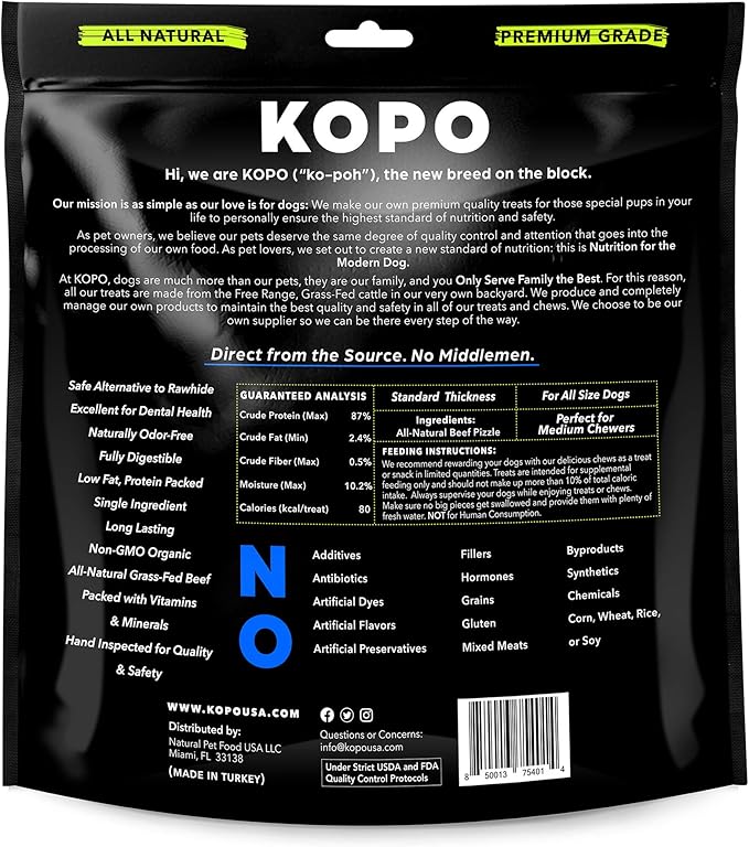Kopo Dog Bully Sticks 7 inch - Regular Size, 25 Pack - Chew Sticks - 100% All Natural Beef Pizzle, One Ingredient Treats - More Protein Than Collagen Sticks - Long Lasting Dog Treats