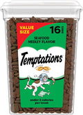 Temptations Cat Treats, Classic Crunchy and Soft Cat Treats, Seafood Medley Flavor, 16 oz. Tub
